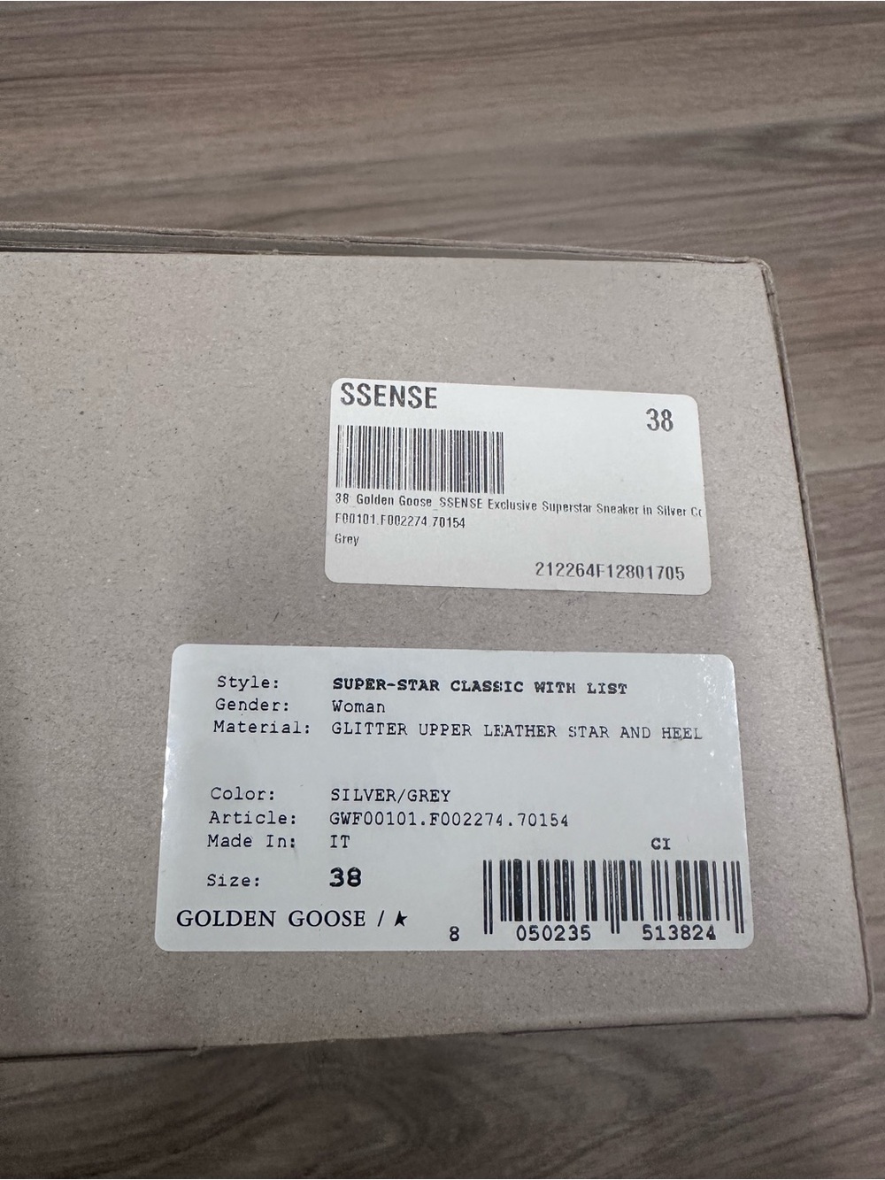 Golden Goose Silver Glitter Superstar Sneakers with Gray Suede Star - Picture 6 of 7